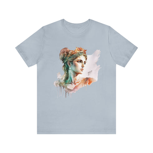 Greecian Goddess in Watercolor - Short Sleeve Tee Light Blue